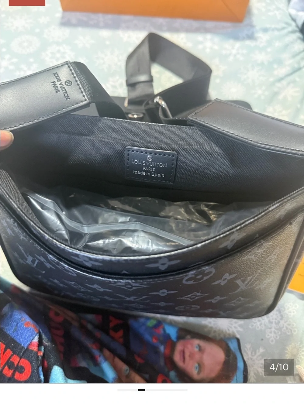 Louis Vuitton Black Monogram Crossbody Messenger Bag